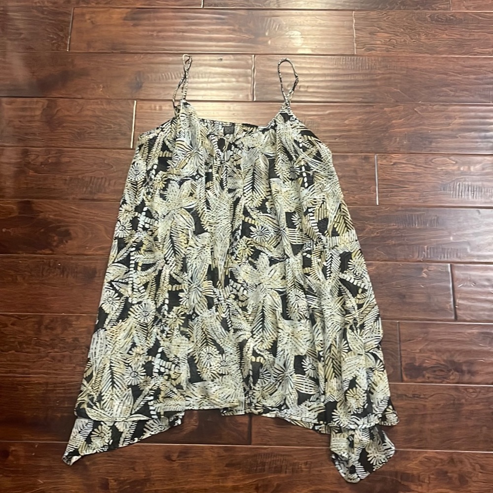 Volcom floral/ leaves shaggy strap oversized flowy dress